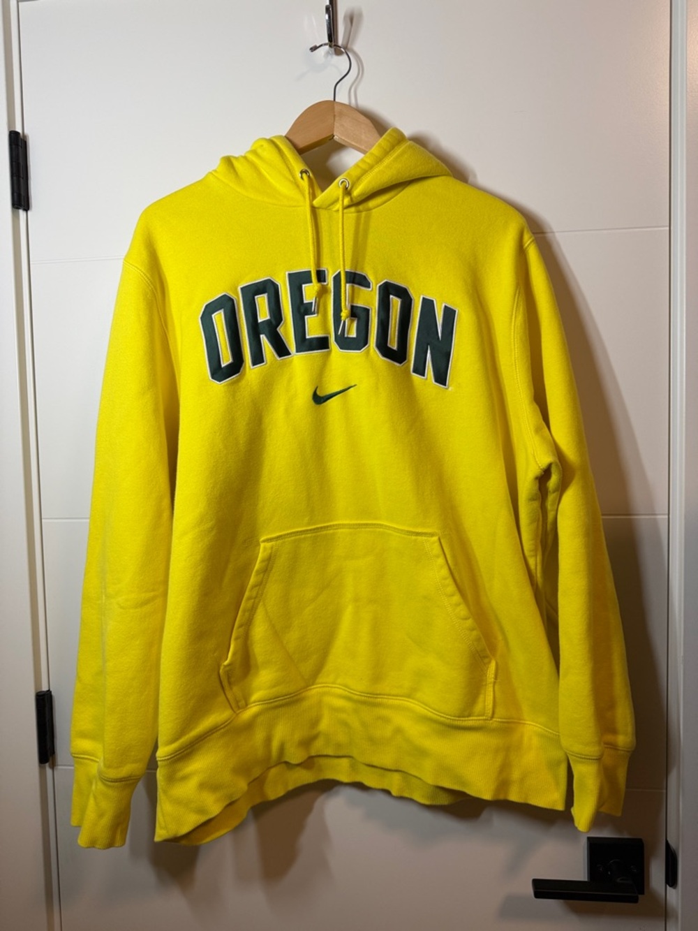 Nike Yellow Crewneck Hoodie with Oregon on chest.